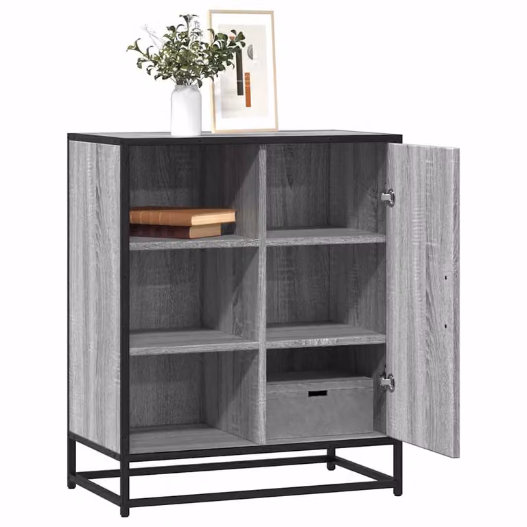 Credenza in stile industriale vidaXL in legno multistrato e metallo, Grigio Sonoma, L 62 cm x P 35 cm x H 76 cm
