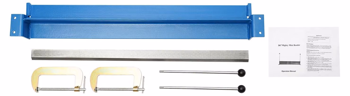 Macchina piegatrice per lamiere, azionamento manuale, colore blu, angolo di piegatura da 0 a 90 gradi, realizzata in acciaio 45#