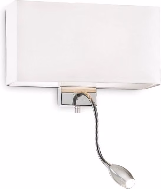 Applique Moderna Hotel IDEAL LUX in Metallo Bianco e Cromo con 2 Luci E27 e LED 1,5W regolabile – 1