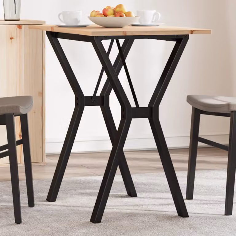 vidaXL Tavolo da Pranzo Rettangolare in Legno di Pino e Acciaio con Telaio a X, Colore Marrone, L 80 cm x P 50 cm x H 75 cm