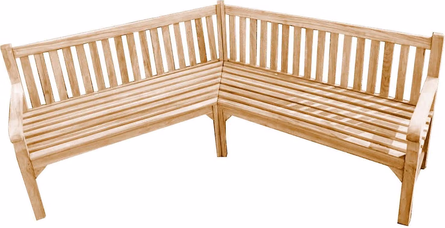 Teak Armlehnen Eckbank Tandil 150x150cm Massivholz Wetterfest