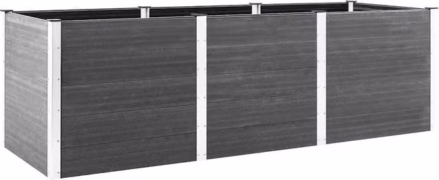 Set di 1 piattaforma rialzata da giardino 300 x 100 x 91 cm per uso esterno resistente alle intemperie design moderno in WPC grigio 02_0046556