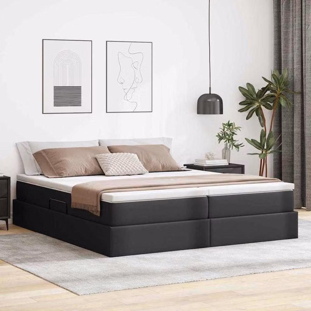 Letto con contenitore e materasso ibrido vidaXL in ecopelle nera con base sollevabile L: 180 cm, P: 200 cm, H: 280 cm – 1