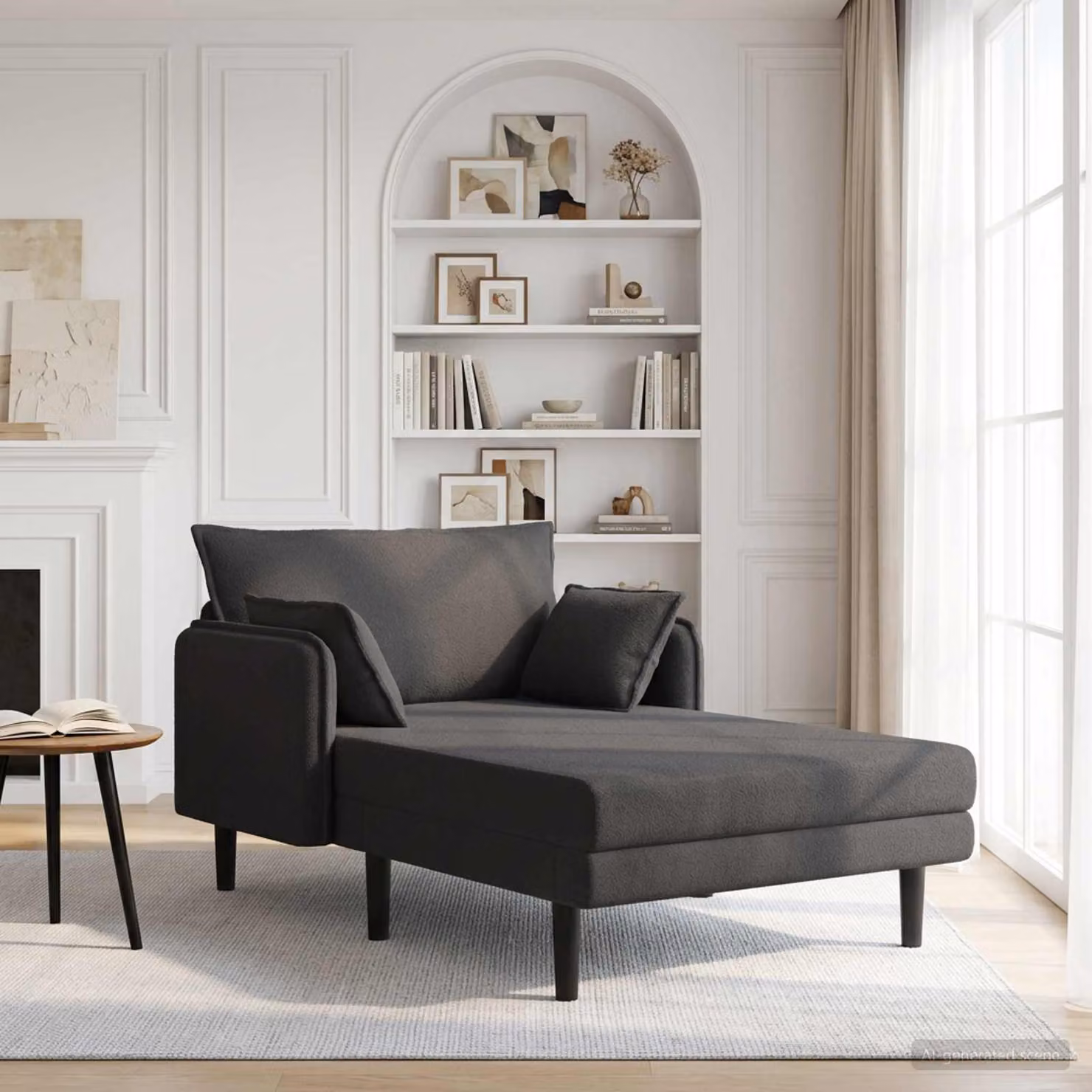 vidaXL Chaise longue oversize moderna in tessuto bouclé grigio con cuscini inclusi L/P/H: 173 x 114 x 86 cm