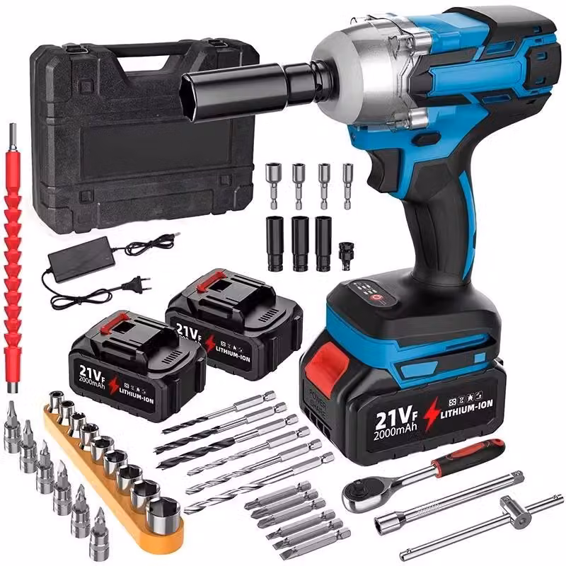 Avvitatore a impulsi a batteria da 21V - Avvitatore a impulsi senza fili - Motore brushless - Coppia di 380 Nm - Attacco quadrato da 1,27 cm (1/2 pollice) - 2 batterie