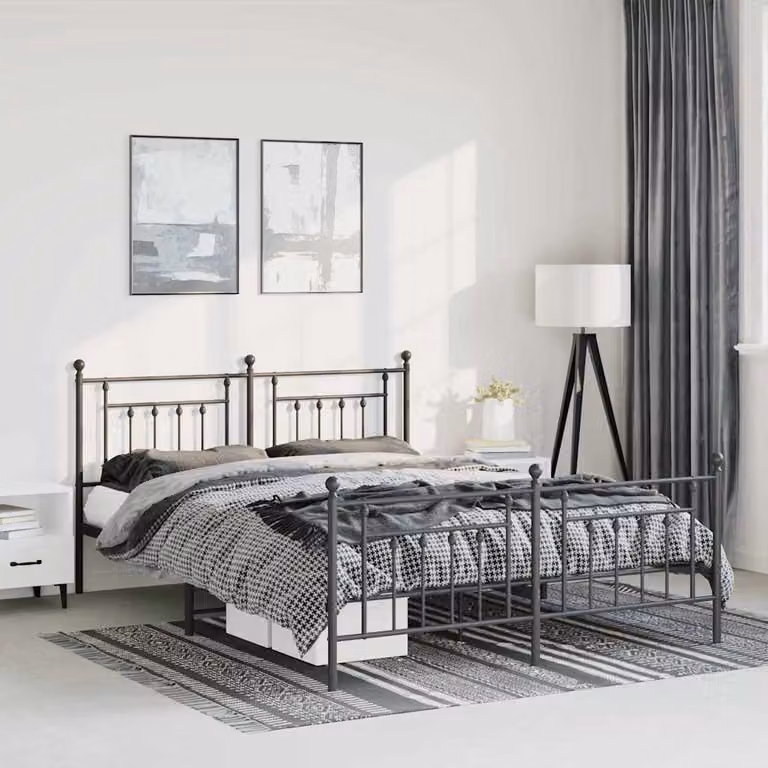 vidaXL Giroletto con Testiera e Pediera in Metallo Nero L 150 x P 200 cm