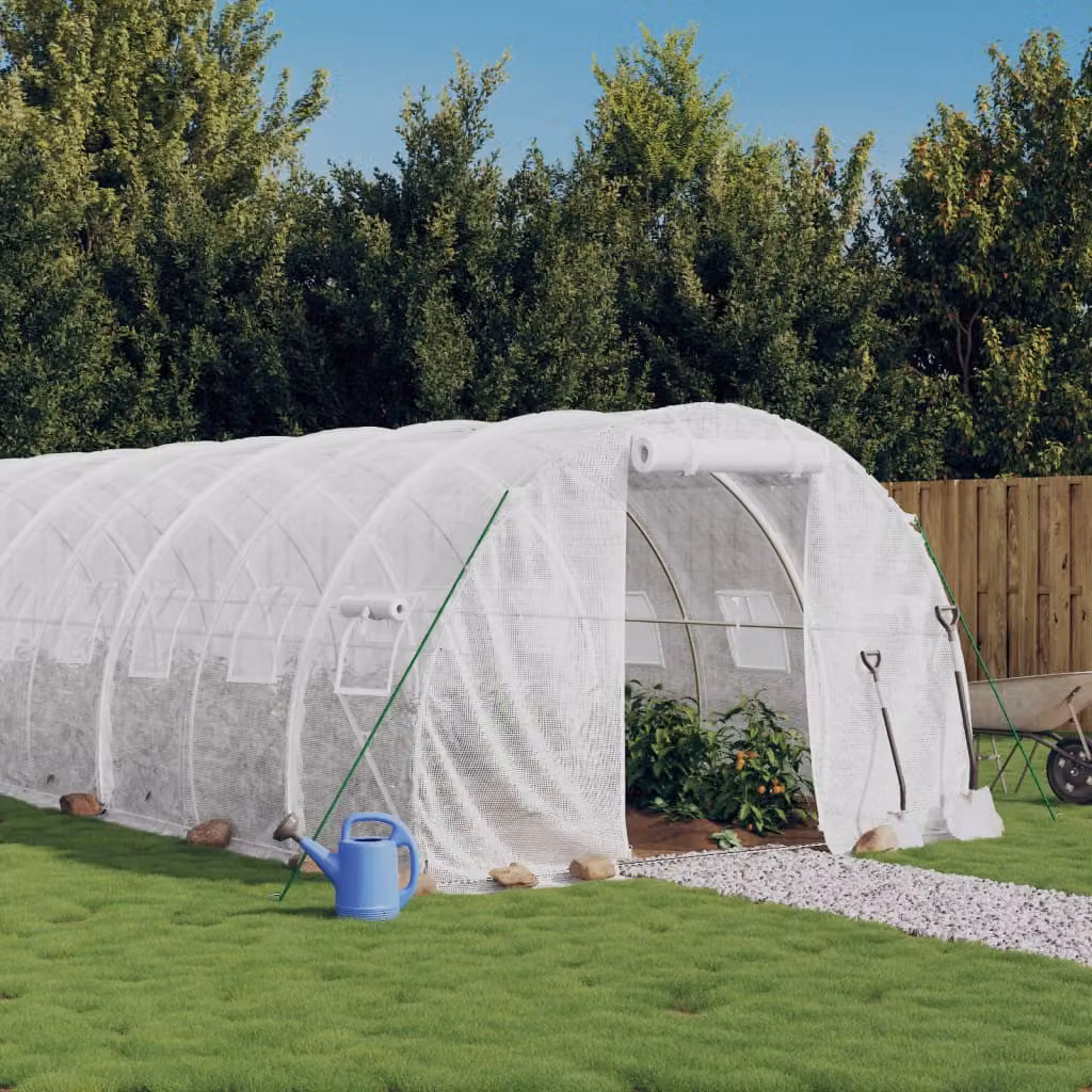 Serra con telaio in acciaio galvanizzato bianco vidaXL, 60 m², L: 20 m, P: 3 m, H: 2 m