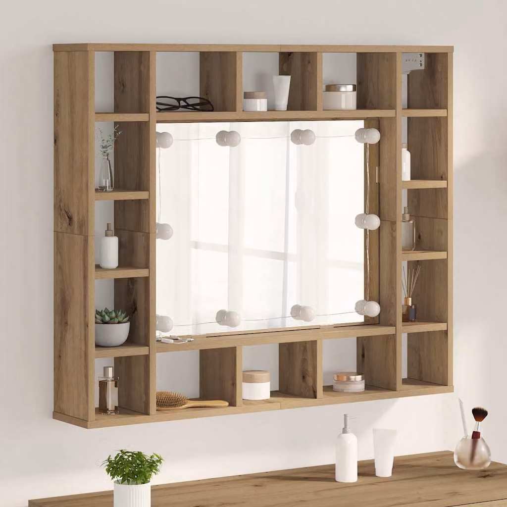 Mobiletto per specchio vidaXL in stile moderno, colore marrone, L: 91 cm, P: 15 cm, H: 76,5 cm