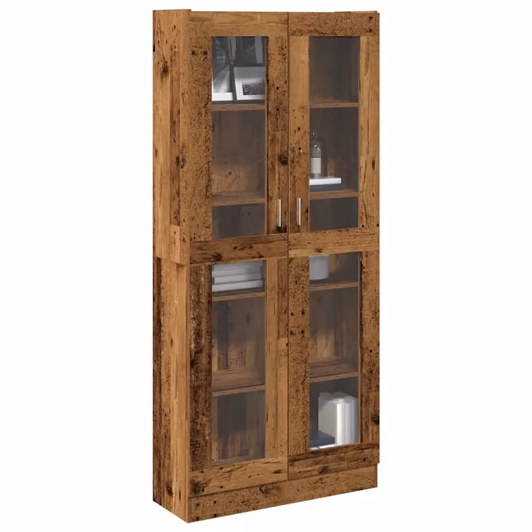 Credenza vidaXL in stile classico color marrone con ante in vetro e ripiani interni, L 82,5 x P 30,5 x H 185 cm