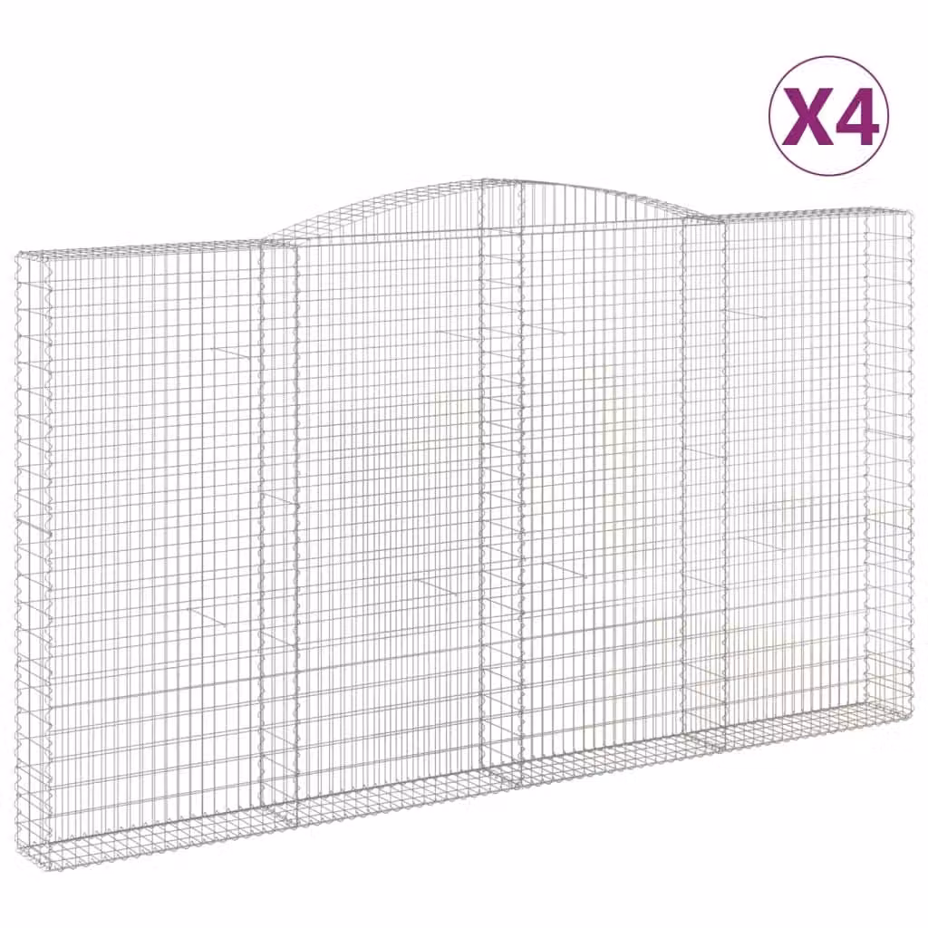 Cesti Gabbioni ad Arco 4 pz 400x30x220/240 cm Ferro Zincato