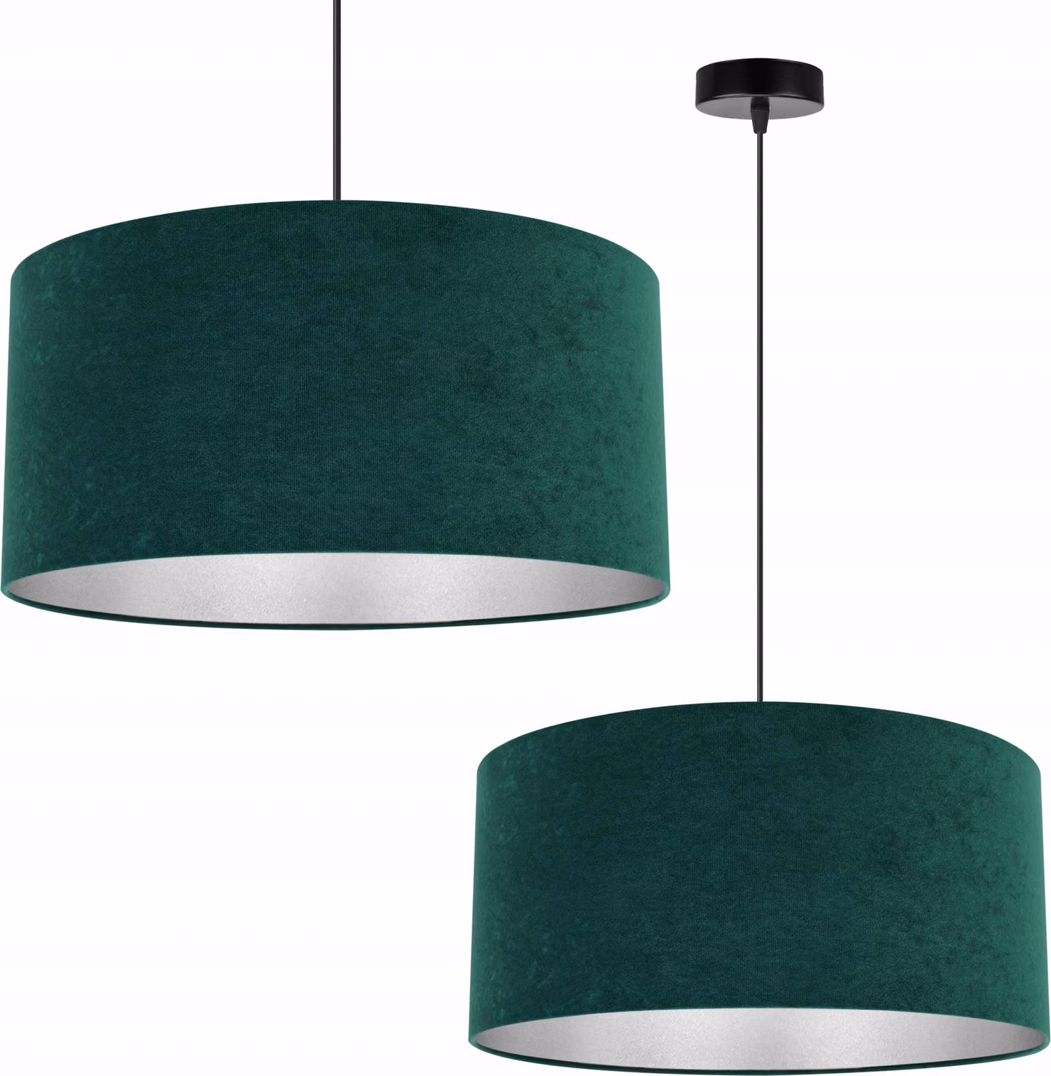 Lampada a sospensione, lampadario da soffitto, cromo, paralume in velluto