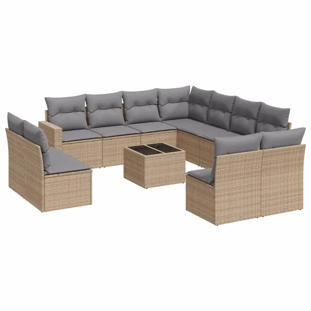 Set di divani da giardino VIDAXL in polyrattan beige con cuscini, composizione a L per 12 persone – 2