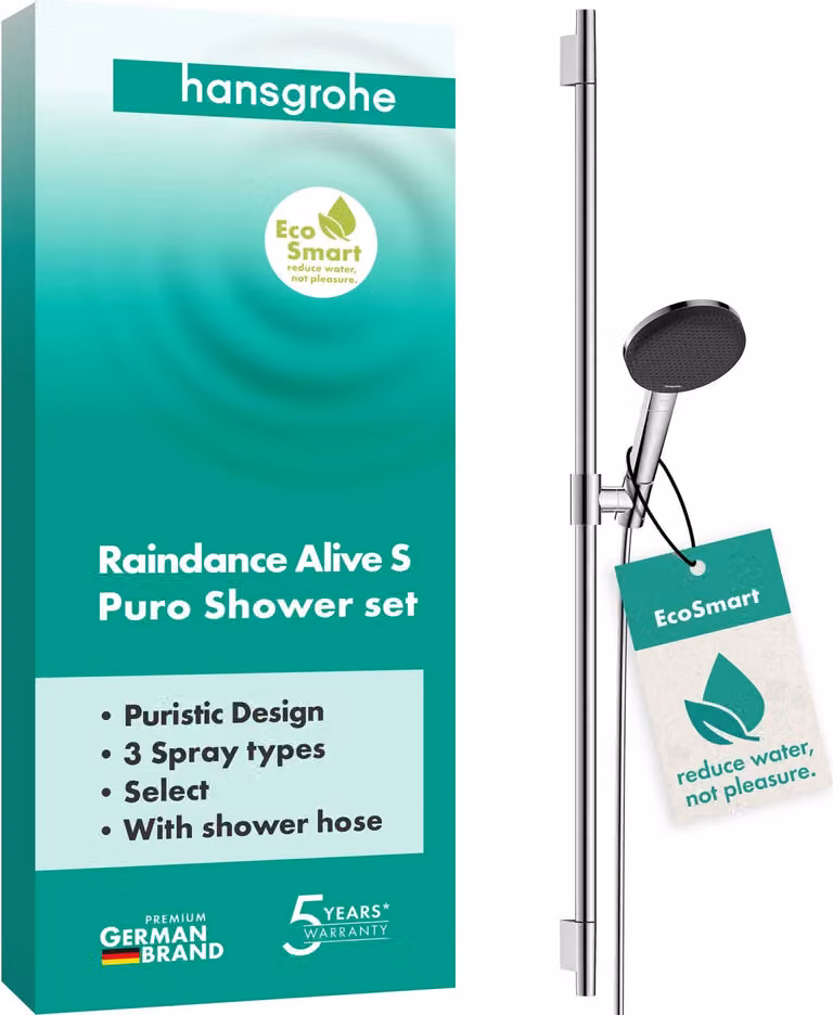 Set doccia hansgrohe Raindance Alive Select S 125 3jet EcoSmart Uni.PuroS 900 mm cromato, 1 pz.