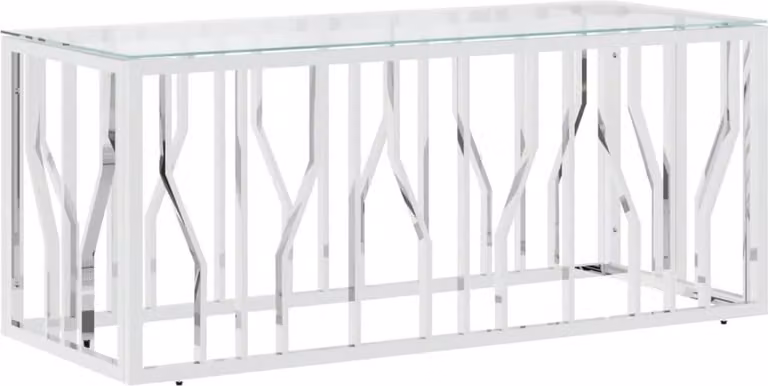 Tavolino da Salotto 110x45x45 cm in Acciaio Inox e Vetro