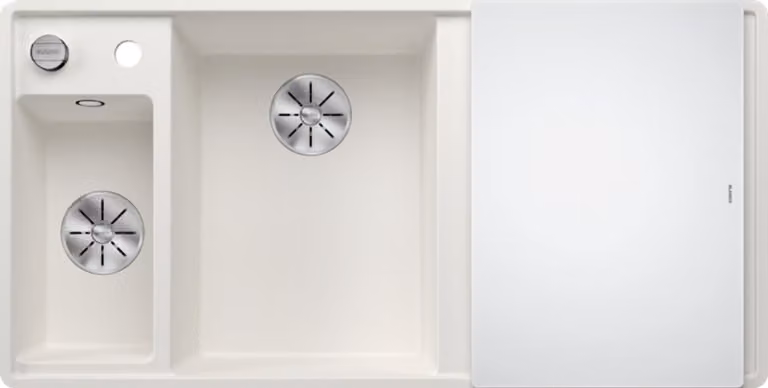 BLANCO AXIA III 6 S-F, SILGRANIT® PuraDur®, bianco, vasca a sinistra, con tagliere in vetro