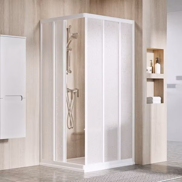 Un lato della cabina doccia RAVAK ASRV3-75 198 bianco+perla 15V301R211
