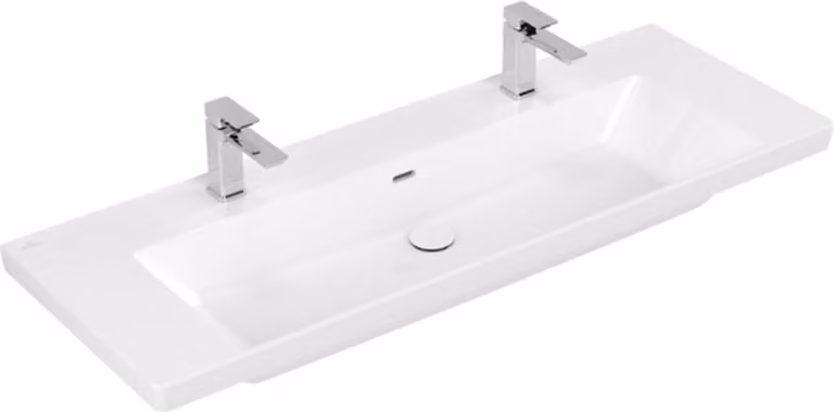 Subway 3.0 de Villeroy & Boch, lavabo à poser, 2 trous pour robinet, avec trop-plein, non rectifié, 1300x475mm, 4A70D4R1, 4A70D4R1