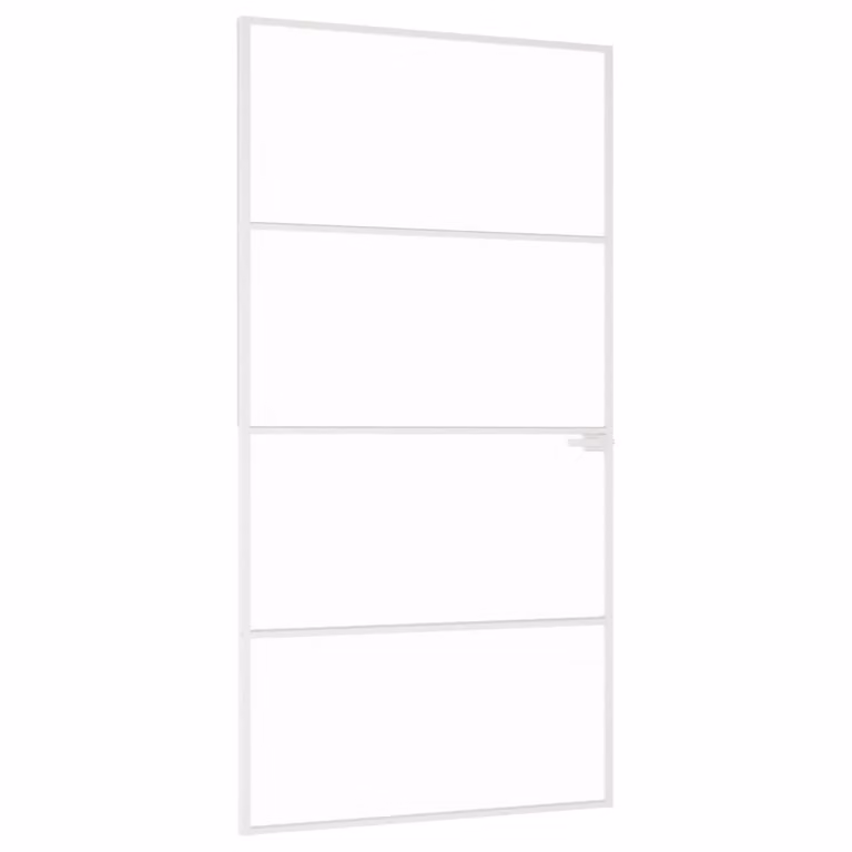 Porta Interna Bianca 102x201,5cm Vetro Temperato Alluminio Slim