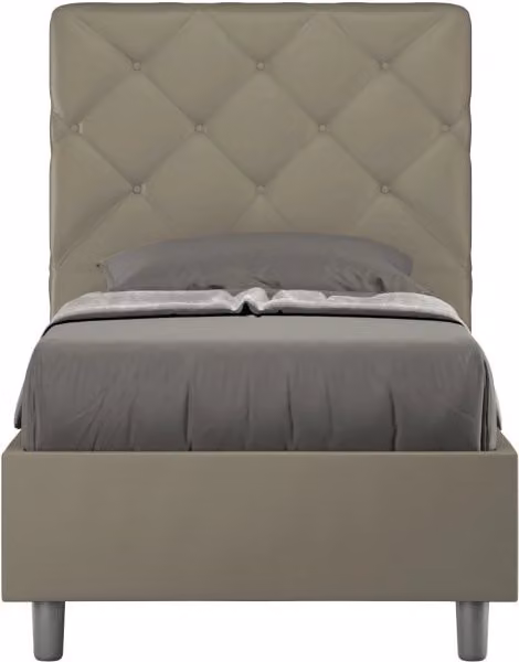 BS COM Letto singolo con rete imbottito 80x200 similpelle cappuccino