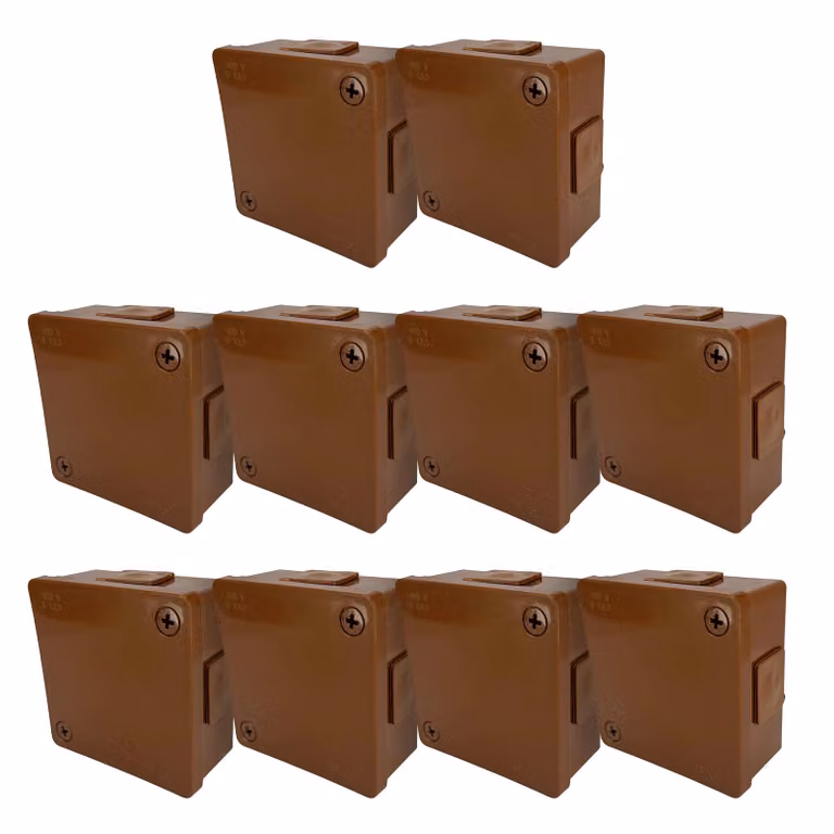 10x scatola per montaggio esterno 86x86x40mm IP55 4 ingressi cavi 2 viti, gommini marrone VP-21 EDO777908 EDO Technic