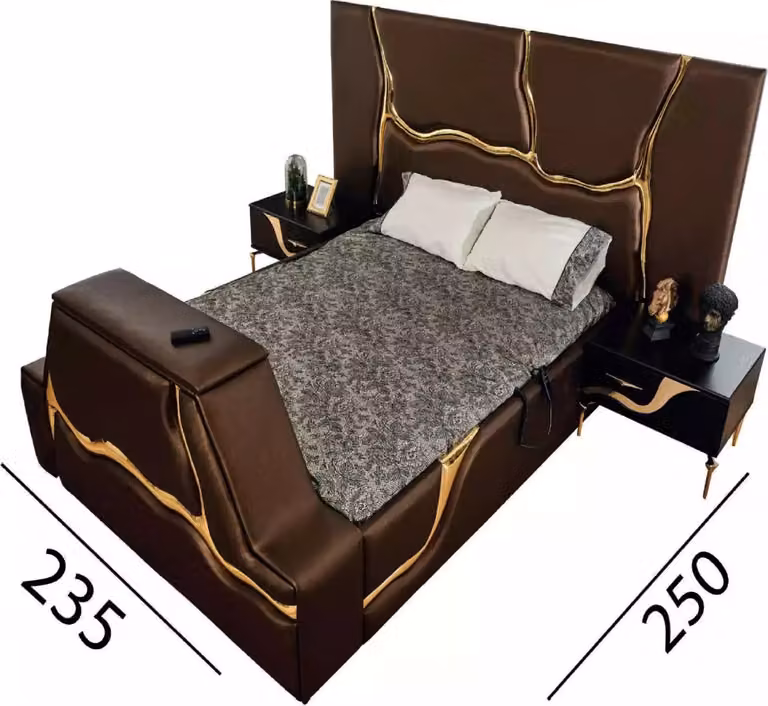 Design Bett Polster Betten Doppelbett Ehe Möbel Luxus Schlafzimmer Bettrahmen