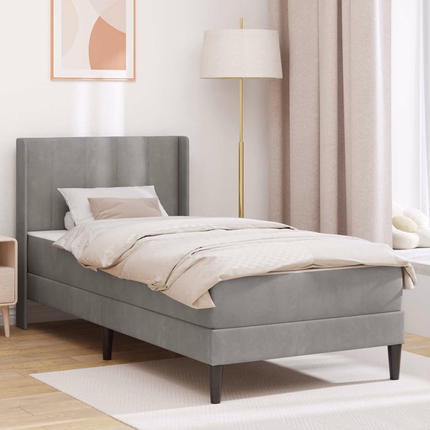 vidaXL Struttura letto con materasso in velluto Grigio, L 80 x P 200 cm