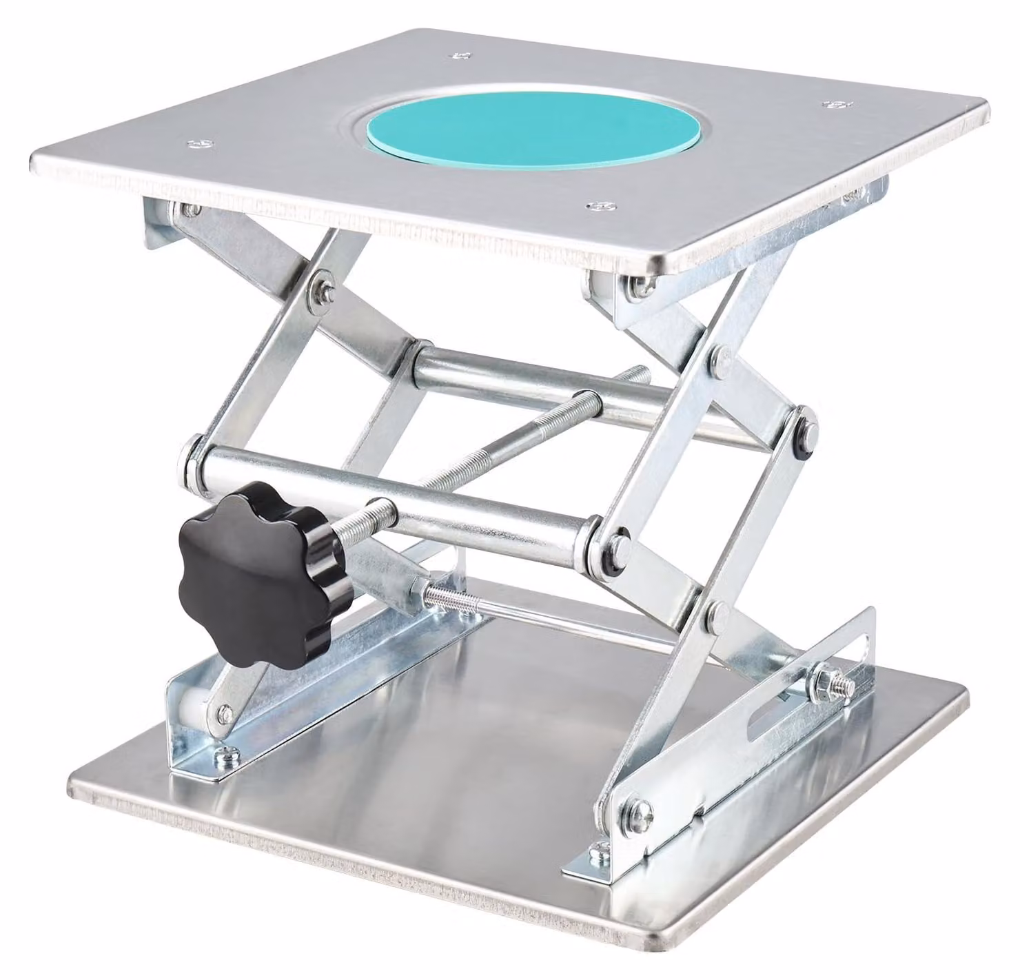 Tavolo da lavoro in acciaio inossidabile, dimensioni 200x200 mm, manuale, capacità di carico 15 kg