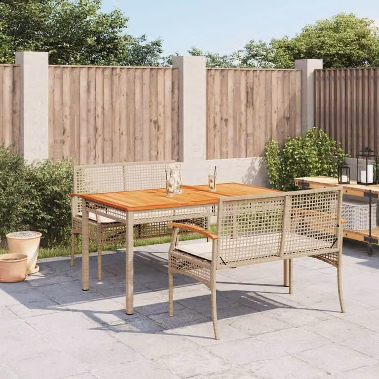 Maison Exclusive - Set da Pranzo da Giardino 3 pz con Cuscini Beige in Polyrattan