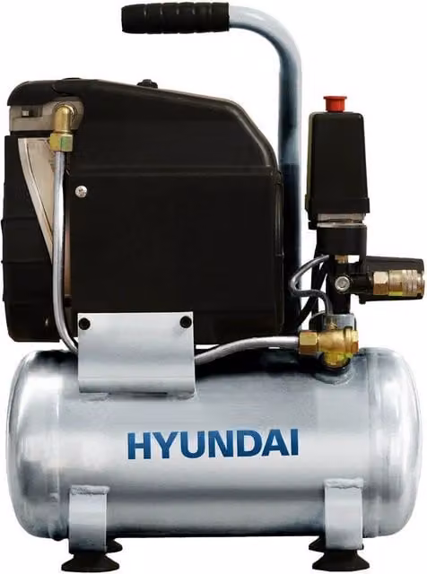 Compressore d'aria Hyundai 65063 da 6L, motore senza olio da 1.1 kW, colore argento