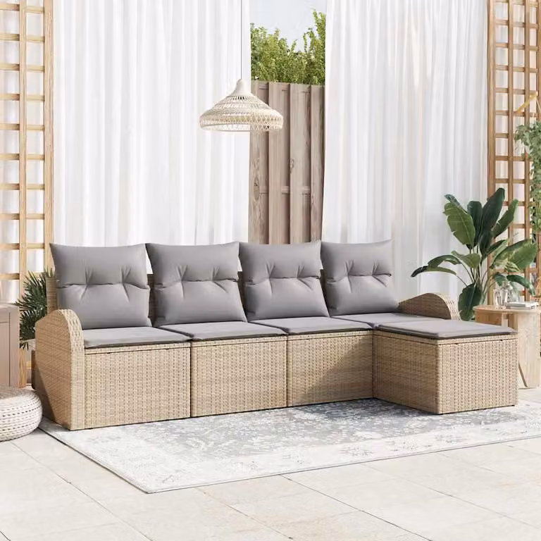 Maison Exclusive - Set di divani 5 pcs Beige e Grigio Chiaro polyrattan