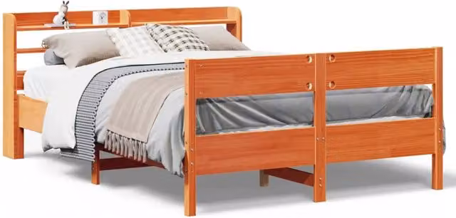 Letto matrimoniale | Letto per adulti | Letto senza Materasso Marrone Cera 150x200 cm in Legno di Pino