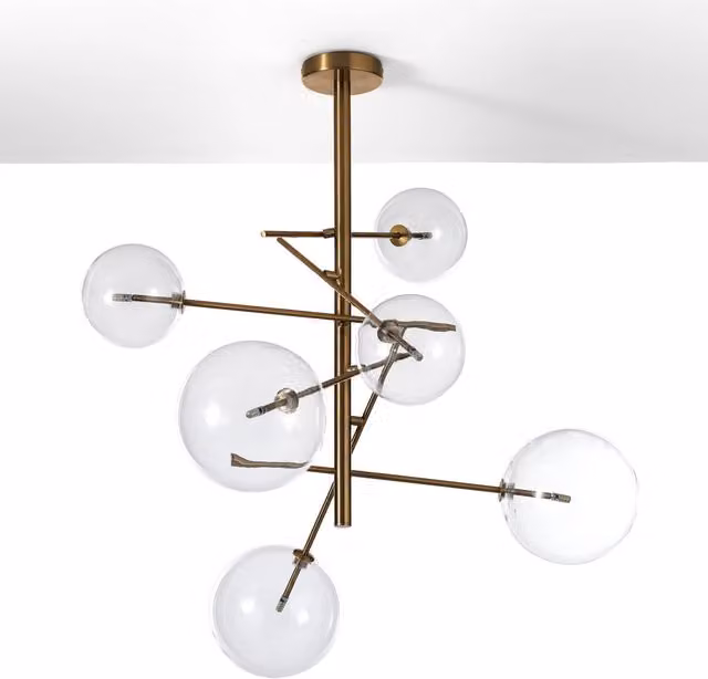 Lampadario in metallo verniciato ottone anticato opaco cm. Ø.80 H.80