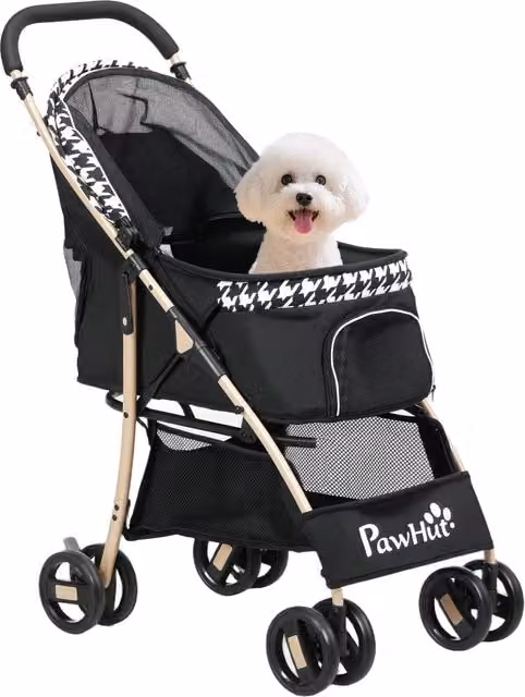 Passeggino per Animali Domestici con 2 Porte e Finestra in Rete ¨C Xylo ¨C 80x44,5x97 cm Nero