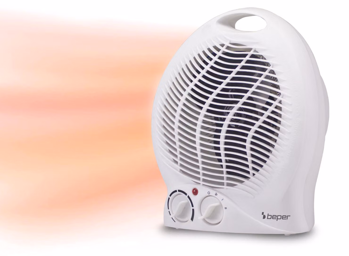 Stufa ventilata da 2000 W, 2 livelli di potenza, termostato, modalità Eco, colore bianco