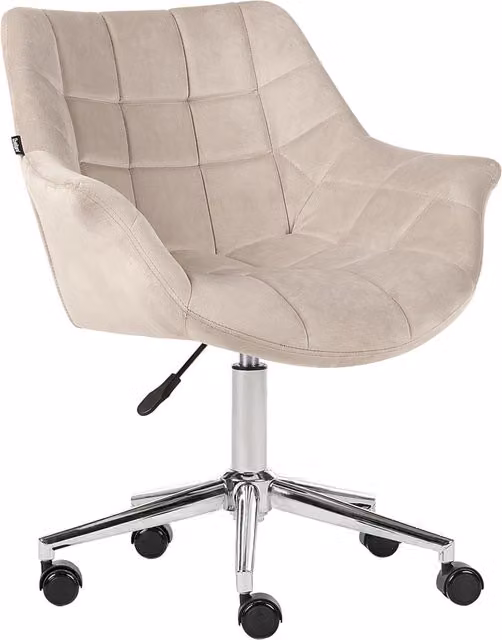 Sedia da ufficio BELIANI in velluto beige, girevole a 360 gradi con braccioli e ruote, stile moderno per home office, L: 54 cm, P: 54 cm, H: 130 cm