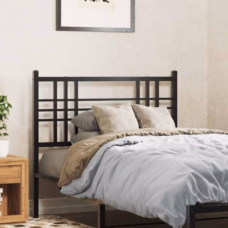 Testiera di ricambio in metallo vidaXL colore nero con design geometrico per letto 100x200 cm