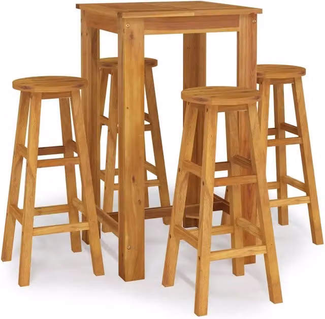 Set da Bar da Giardino 5 pz | Set Salotto da Giardino in Legno Massello di Acacia