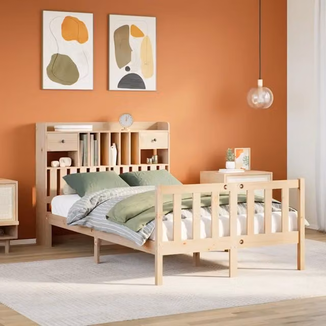 Letto Libreria senza Materasso 135x190 cm in Legno di Pino 3321733