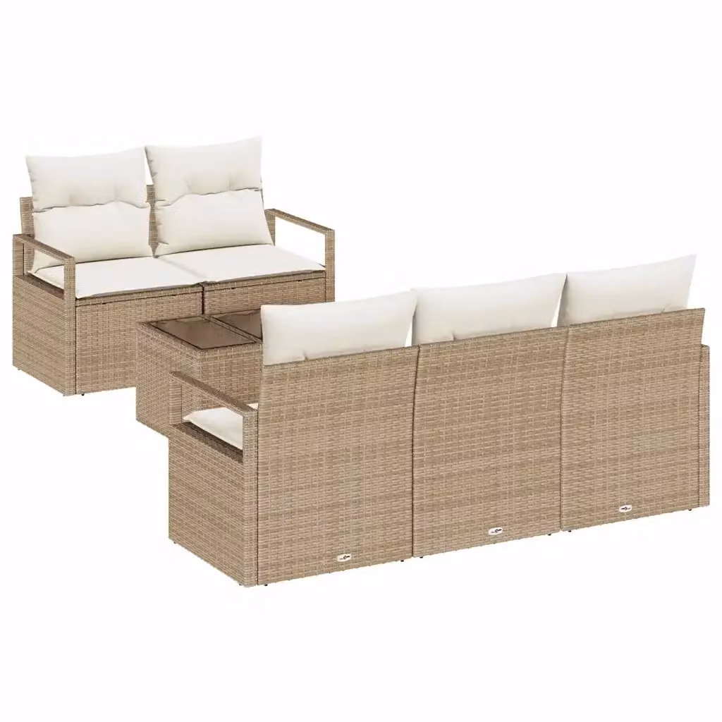 Set Divano da Giardino vidaXL 6 Pezzi a Forma di L con Cuscini Beige e Struttura in Metallo – 2