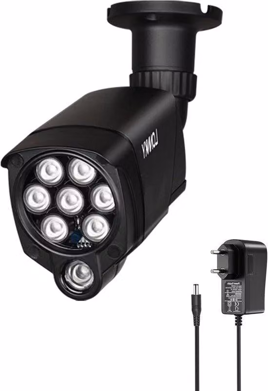 Illuminazione a infrarossi a 8 LED, luce IR da 30 m per telecamere di sicurezza, visione notturna a 90°, con alimentatore da 12 V 1 A, nero