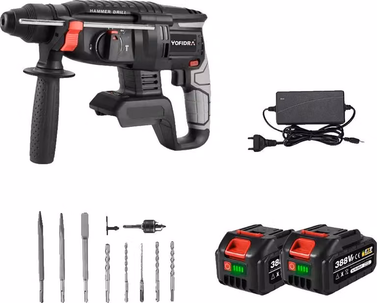 Martello perforatore, 1680W, multifunzione, set con 2 batterie