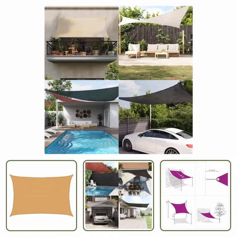 The Living Store Tenda da sole 160 g/m² Rettangolare Colore sabbia 4x5 m HDPE
