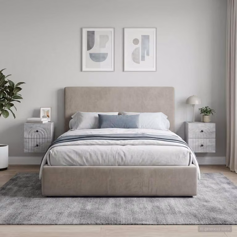Set di 2 comodini sospesi vidaXL in stile moderno, colore grigio cemento, L: 33 cm, P: 34,5 cm, H: 40 cm