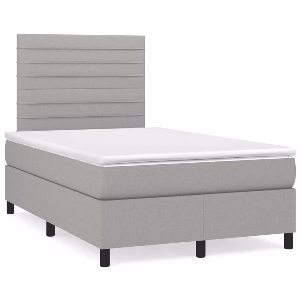 vidaXL Giroletto a Molle con Materasso Ibrido in Tessuto Grigio e Bianco L/P/H: 120 x 200 cm