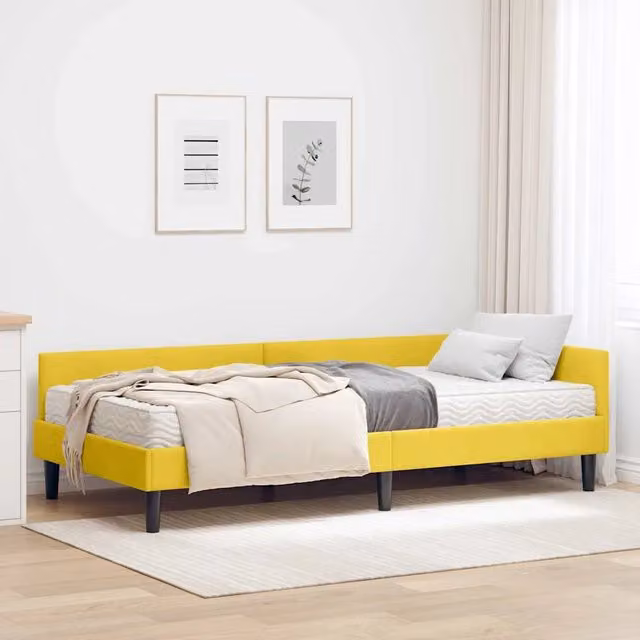 Struttura Letto Angolare con Materasso 2 pz Giallo 80 x 200 cm 3393692