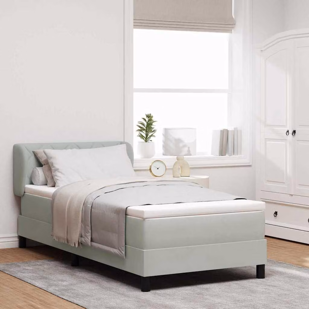 Maison Exclusive - Letto a molle con materasso Grigio chiaro 90 x 190 cm Velluto