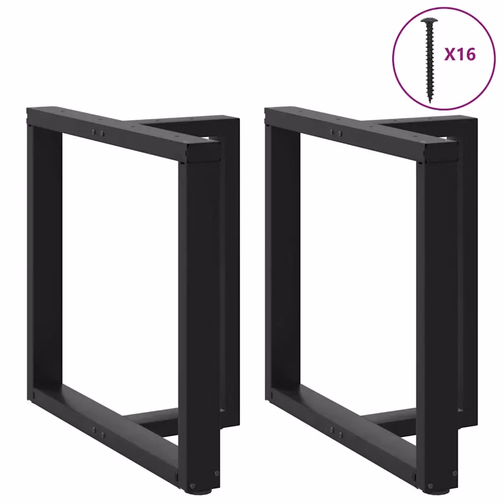Coppia di gambe per tavolo da pranzo a forma di T vidaXL in metallo nero opaco L/P/H: 80 x 35 x 72,5 cm