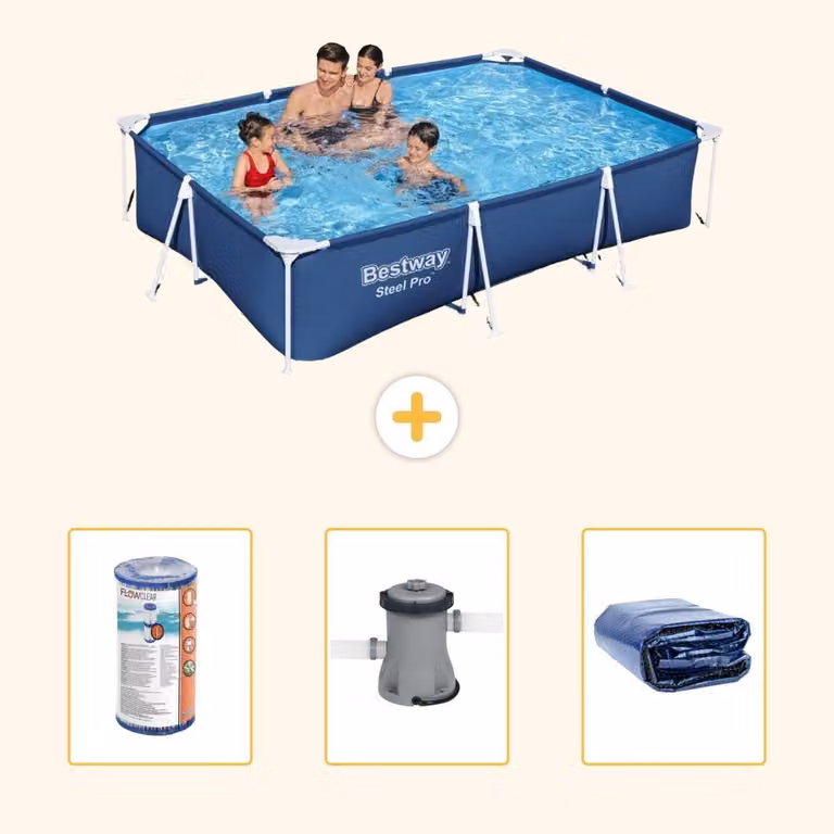 Bestway Steel Pro, piscina rettangolare - 300x201x66 cm - 4 pezzi - Modello S22297