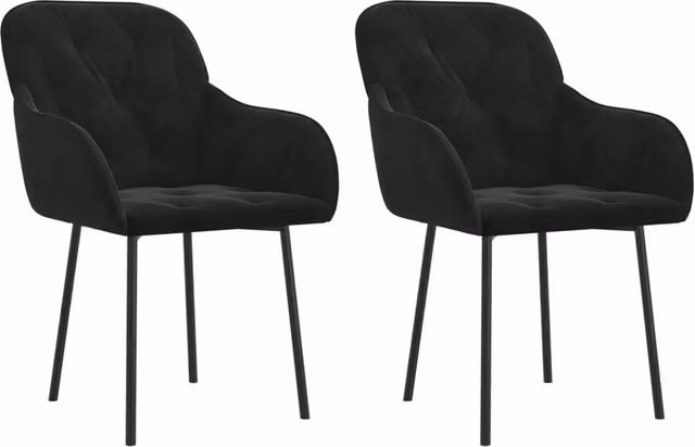 Set di 2 sedie da pranzo moderne in velluto nero con braccioli per cucina e soggiorno – 1