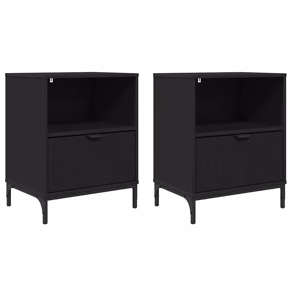 Set di 2 comodini moderni vidaXL in legno e metallo nero opaco L/P/H: 49 x 36 x 61 cm – 2